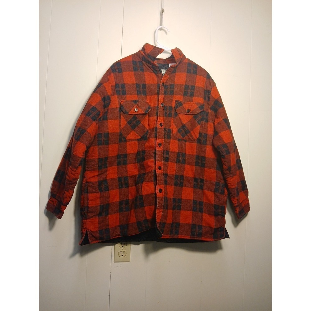VTG Ozark Trail Red Checkered Buffalo Flannel Lined Shirt Jacket Mens XL